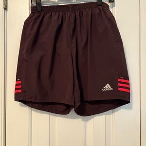 Adidas Men's Burgundy with Red Stripes Running Shorts. Like new.